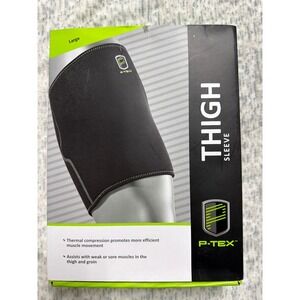 P-TEX Thigh Sleeve Large Black Thermal Compression Support P-TEXG100 Thigh Groin